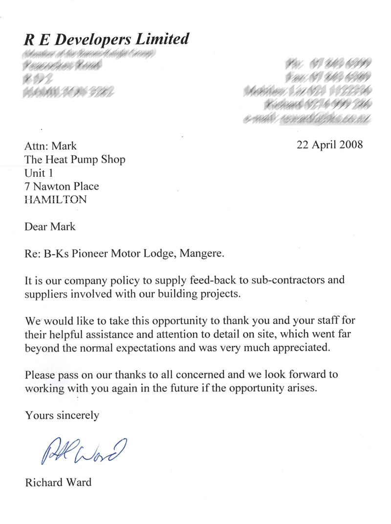 Heat Pump Shop testimonial